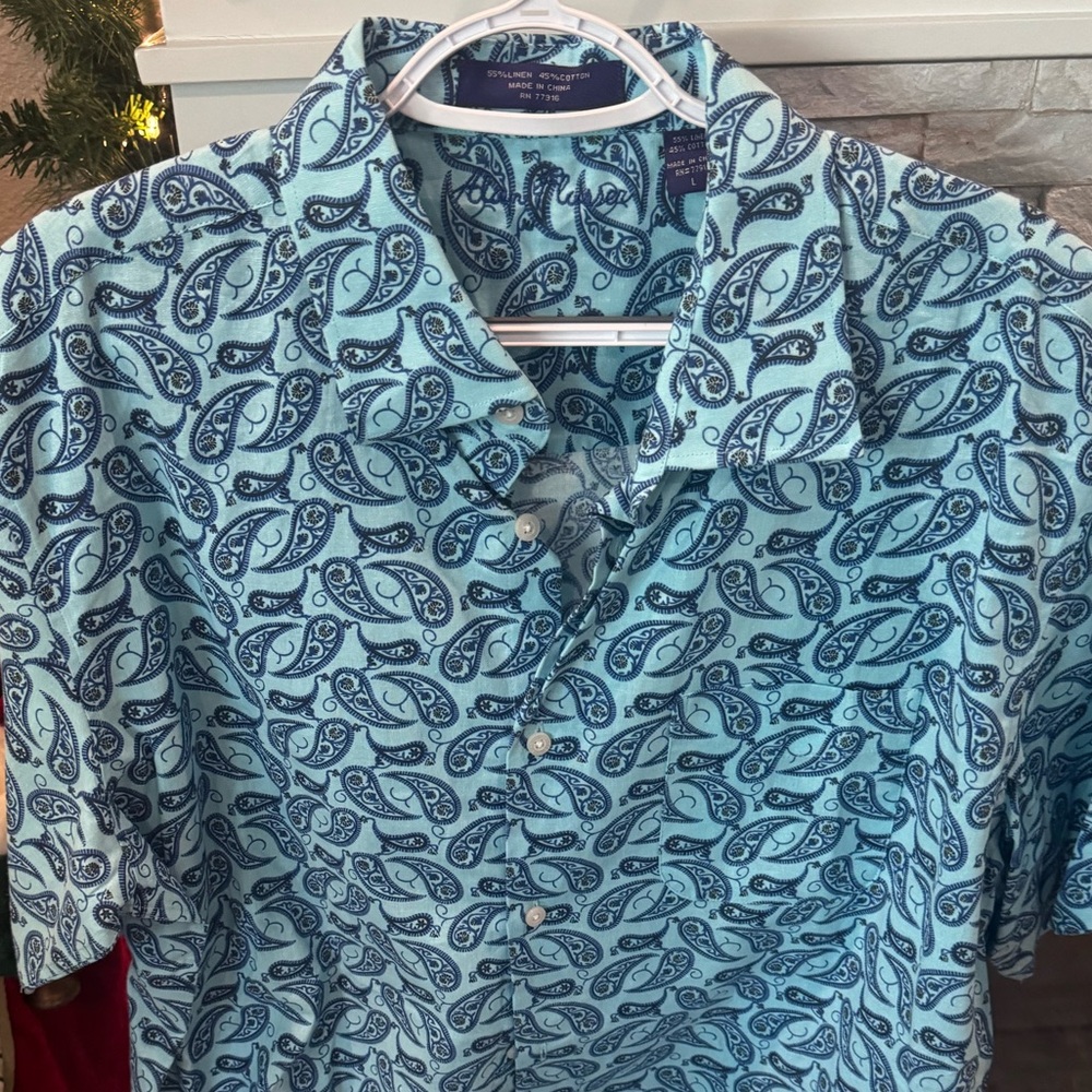 Alan Flusser Men's Blue Paisley Shirt